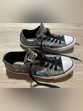 Black Boho Print Converse Size 7